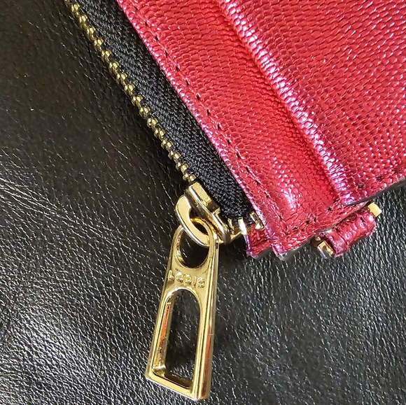 Lodis Metallic Hot Pink Leather Clutch Wallet Minor Callouts See Pics - Picture 5 of 16